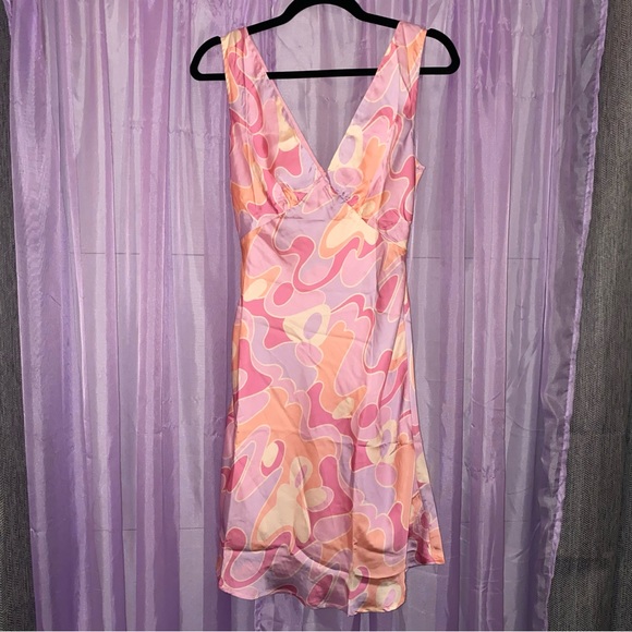 Peppermayo Psychedelic Satin Slip Dress - Picture 1 of 4